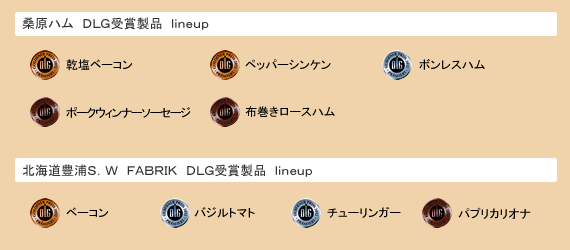 桑原ハムと北海道豊浦Ｓ．Ｗ　ＦＡＢＲＩＫのＤＬＧ受賞製品ｌｉｎｅｕｐ